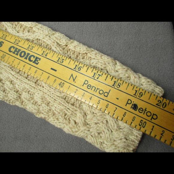 Carraigdonn Merino Wool Cardigan Sweater Large Chunky Cable Knit Cream Ireland - Picture 8 of 9